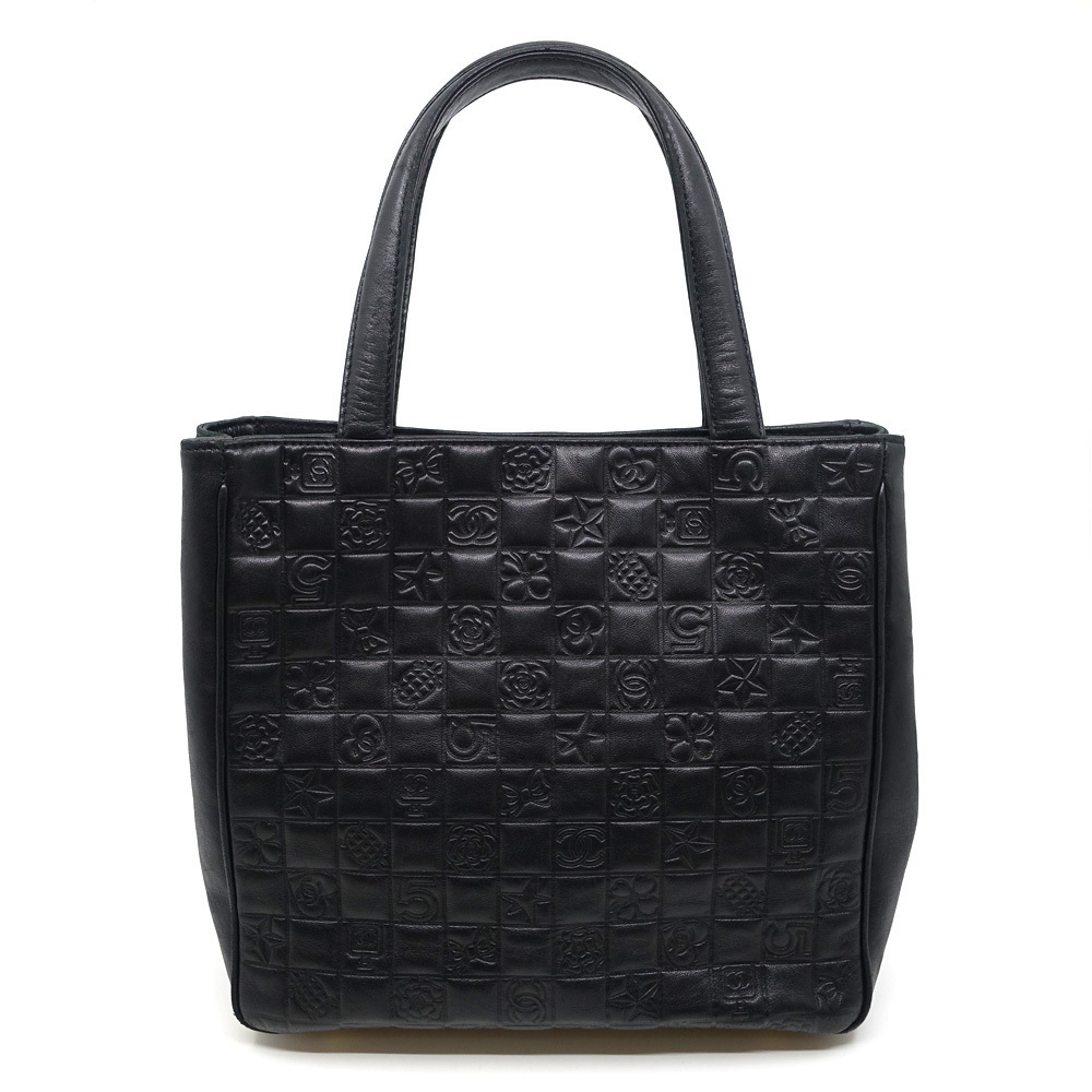 Chanel Icon Line Tote Bag Lambskin Coco Mark Black